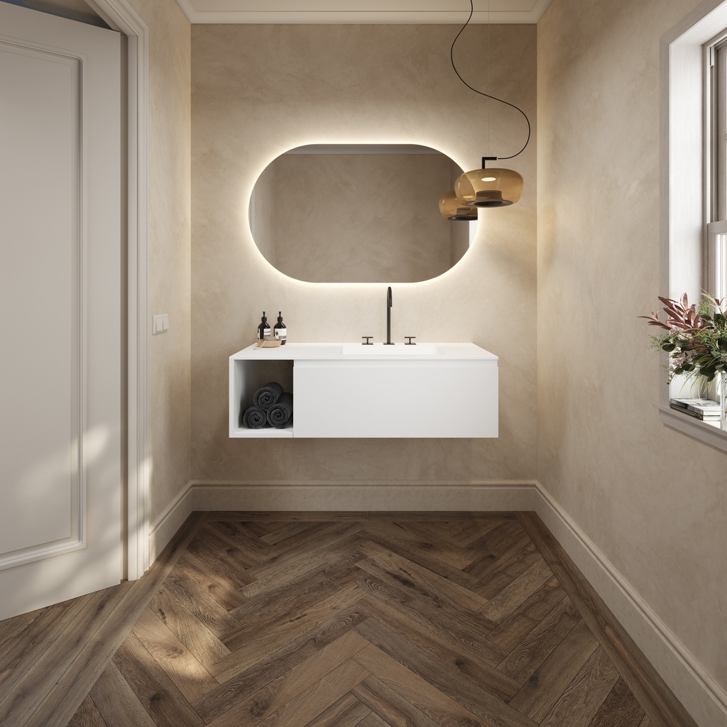 Apollo Classic Vanity Unit with Corian Basin 1 Drawer 1 Shelf Comfort Size White Std handle Overview