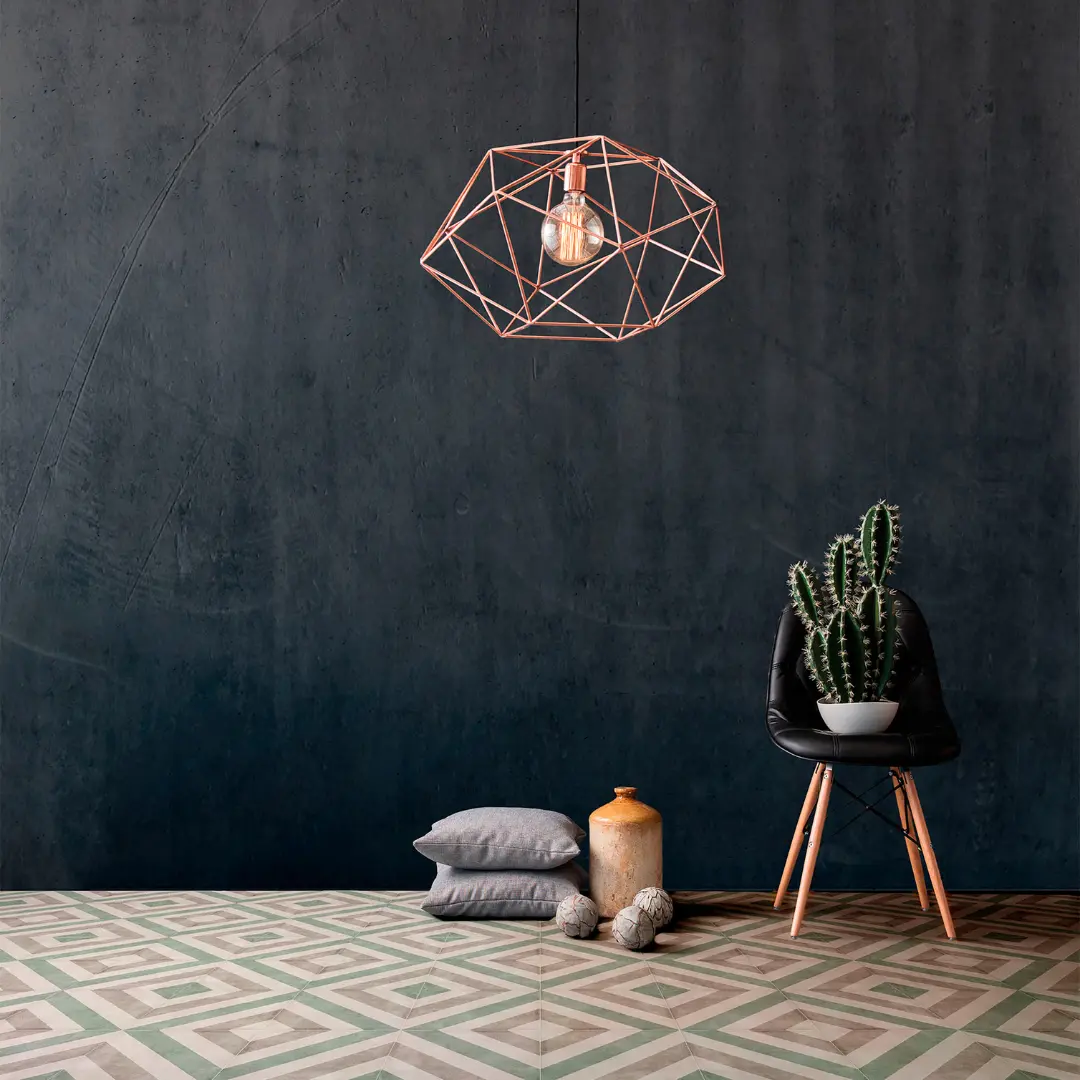 Porcelain small format patterned tile adding rustic warmth to kitchen floor and back wall in soft tones – DDL Tiles