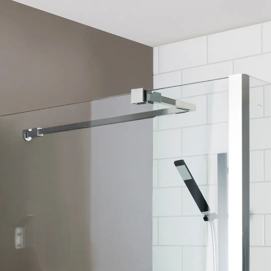 Chrome stabilising bar mounted for wetroom screen support with modern design and secure fit – DDL Tiles
