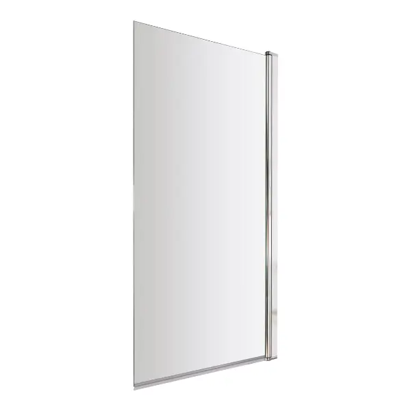 Straight-edged chrome bath screen with 6mm glass on square bath, offering splash protection and modern look – DDL Tiles