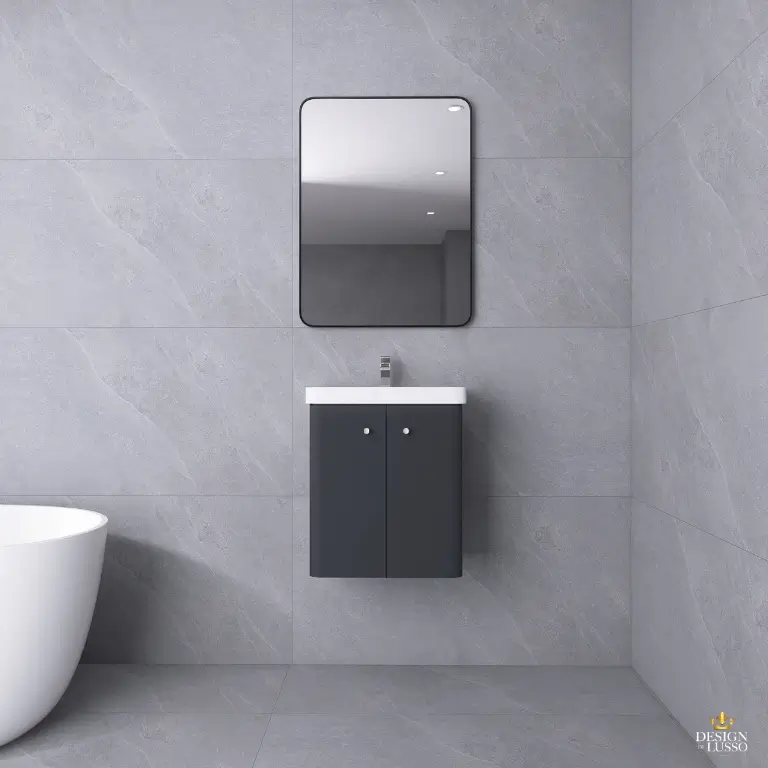 Care Wall Hung Vanity Unit 500mm 2 Doors Soft Black DDL Tiles