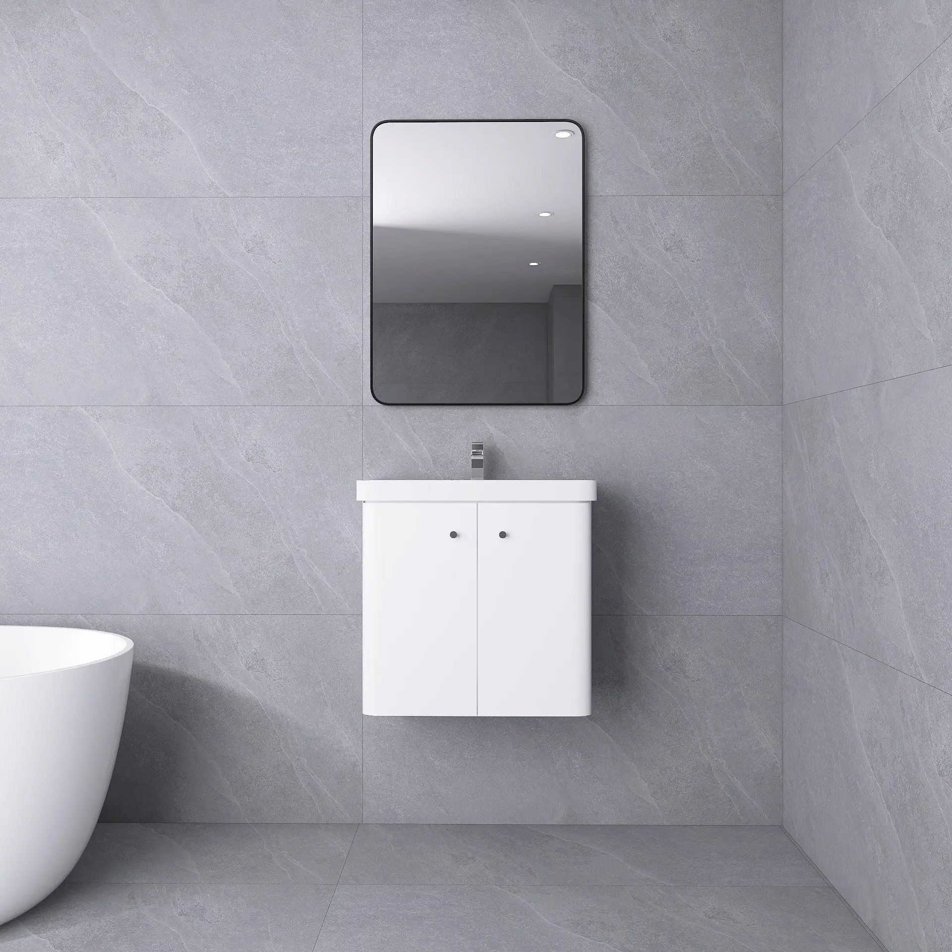 Care Wall Hung Vanity Unit 600mm 2 Doors White DDL Tiles