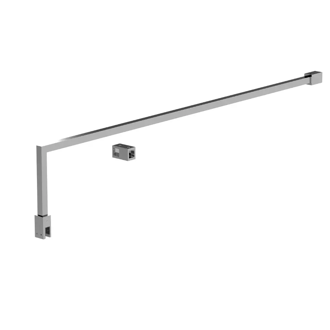 Chrome support bar mounted in wetroom, offering grip and balance aid for secure shower movement – DDL Tiles