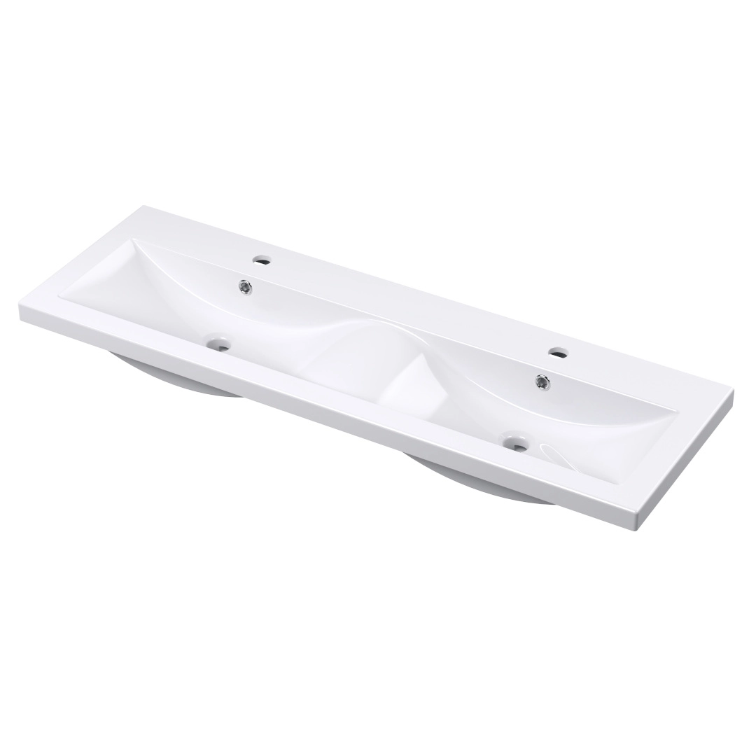 1200mm twin ceramic basin with dual sinks in a sleek, modern bathroom setup – ideal for families – DDL Tiles