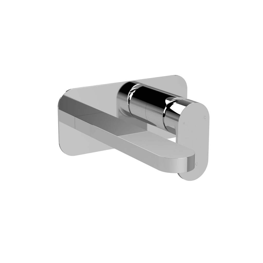 Chelly 2-hole wall-mounted chrome basin mixer with sleek integrated backplate and lever controls – DDL Tiles