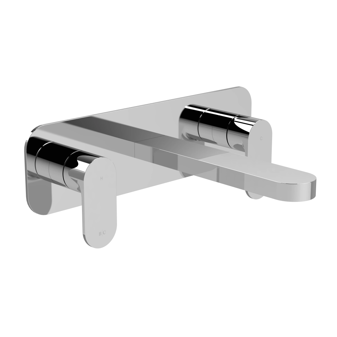 Chelly 3-hole wall-mounted basin mixer with chrome finish and backplate for modern bathrooms – DDL Tiles