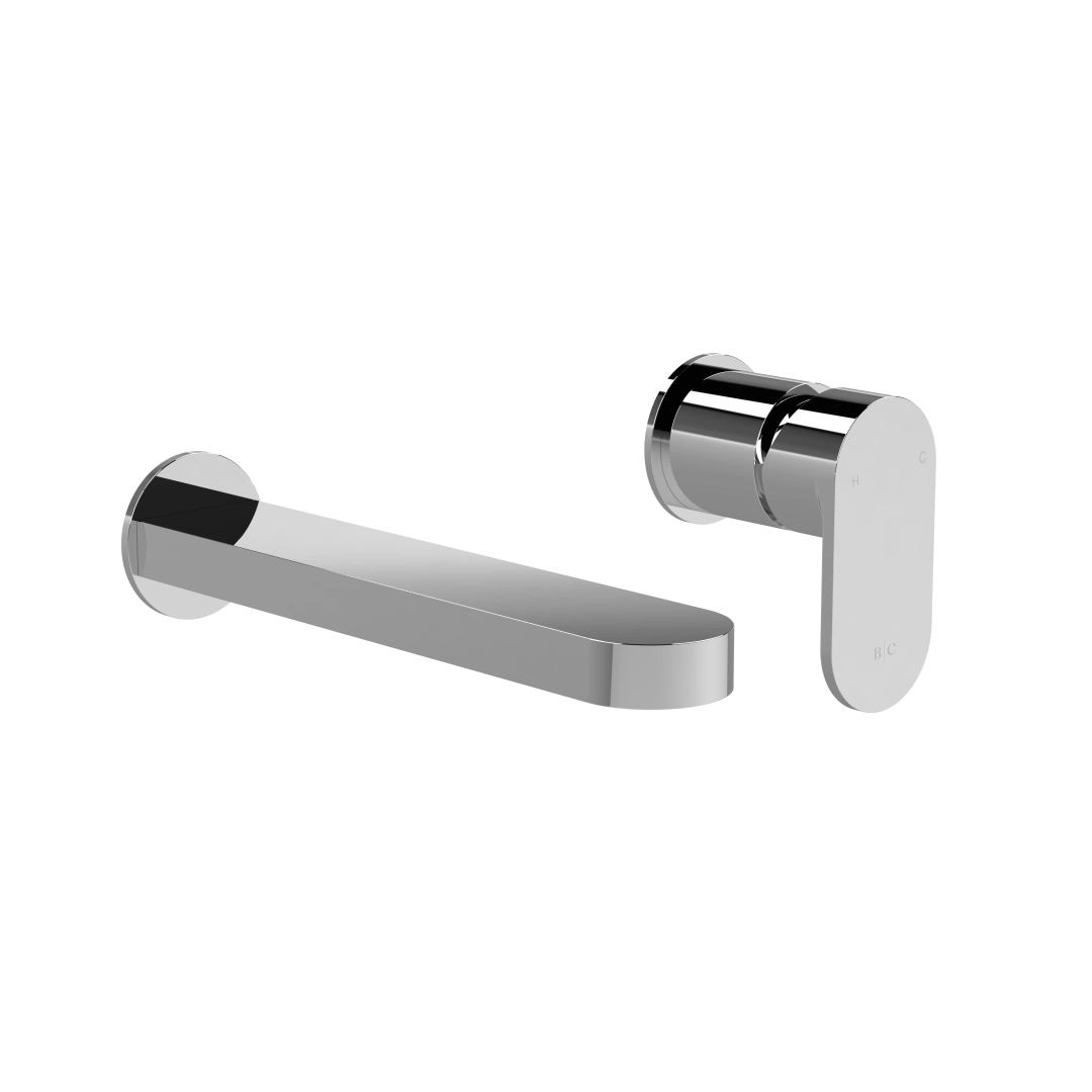 Chrome wall-mounted 2-hole basin mixer tap with classic hot and cold levers in polished finish – DDL Tiles
