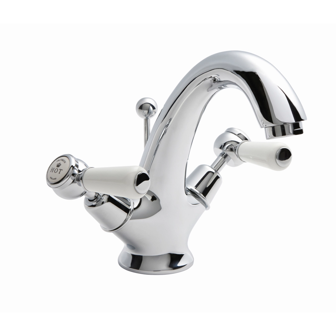 Victrion chrome mono basin mixer with elegant single lever control in vintage-inspired design – DDL Tiles