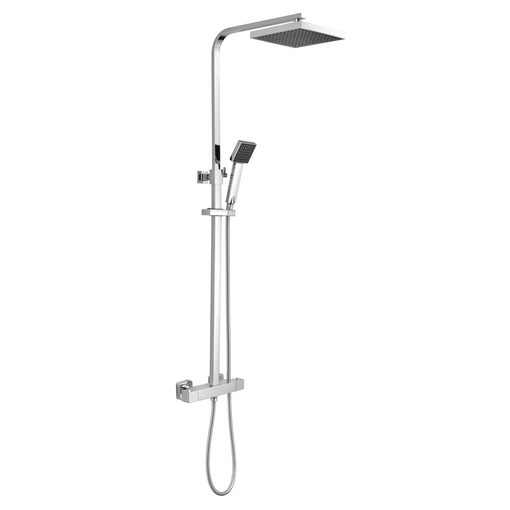 Modern square thermostatic bar shower in chrome with safety controls, perfect for stylish UK homes – DDL Tiles