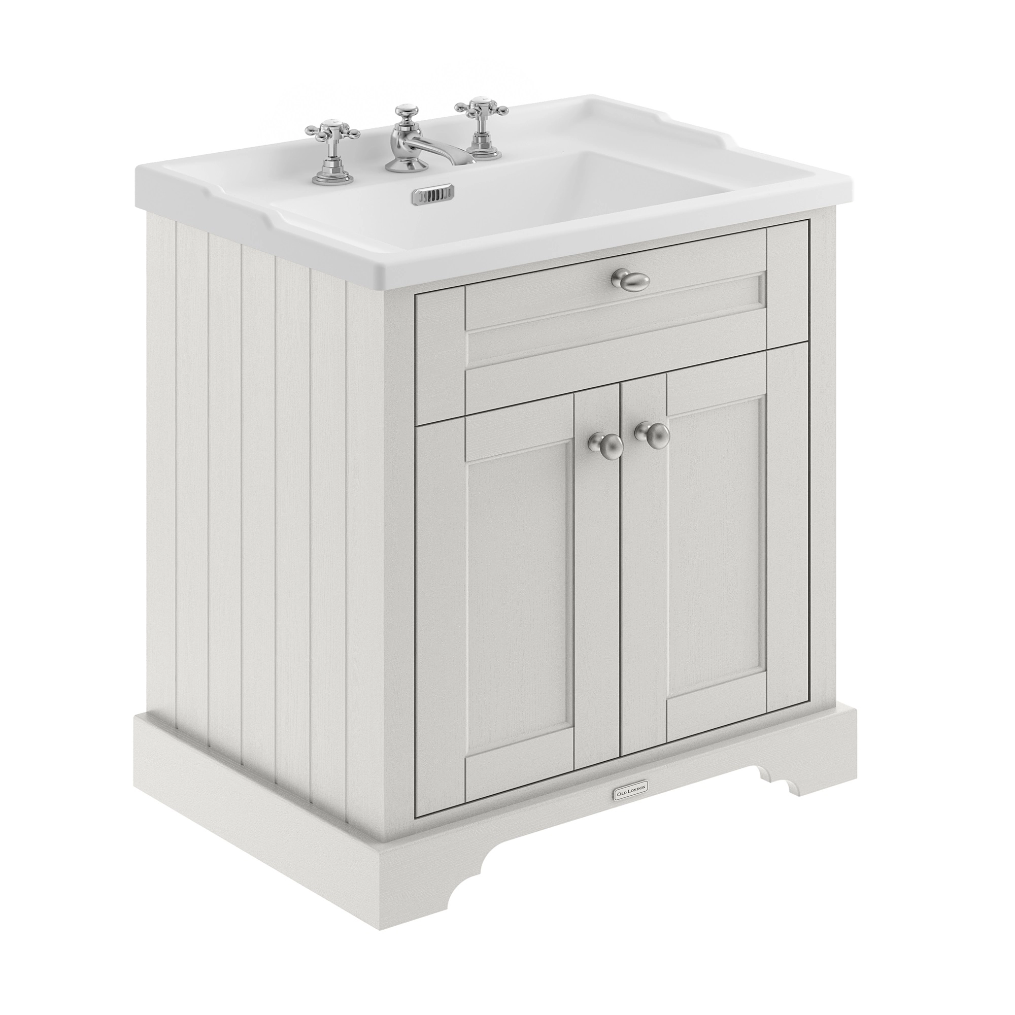Classic bathroom vanity with soft-close doors in timeless sand, blending heritage style and storage – DDL Tiles
