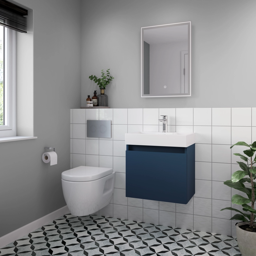 LED mirror with touch dimming in a sleek chrome finish, perfect for a stylish modern bathroom – functional elegance – DDL Tiles