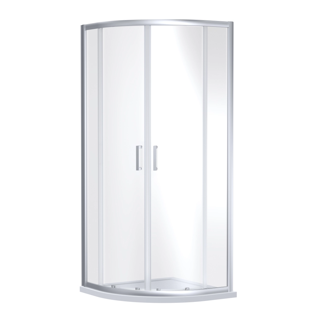 Curved chrome quadrant shower enclosure for compact bathroom corners, space-saving and stylish – modern design by DDL Tiles