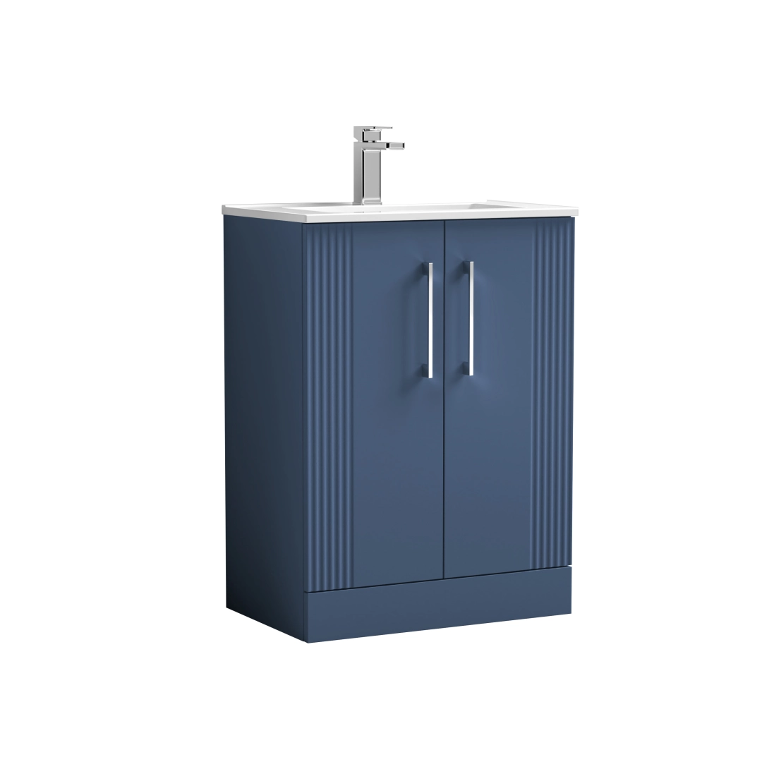 Blue floor standing bathroom vanity with 2 doors, offering modern design and practical storage – DDL Tiles