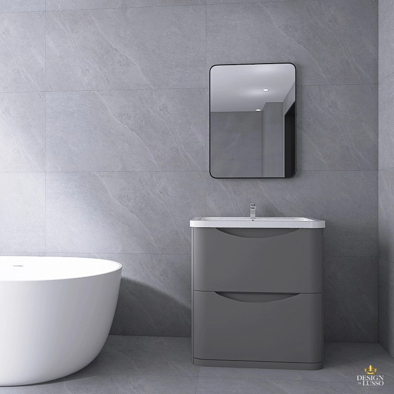 Moon Floorstanding Vanity Unit 800mm 2 Drawer Grey DDL Tiles