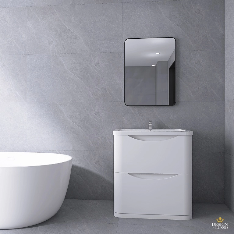 Moon Floorstanding Vanity Unit 800mm 2 Drawer White DDL Tiles