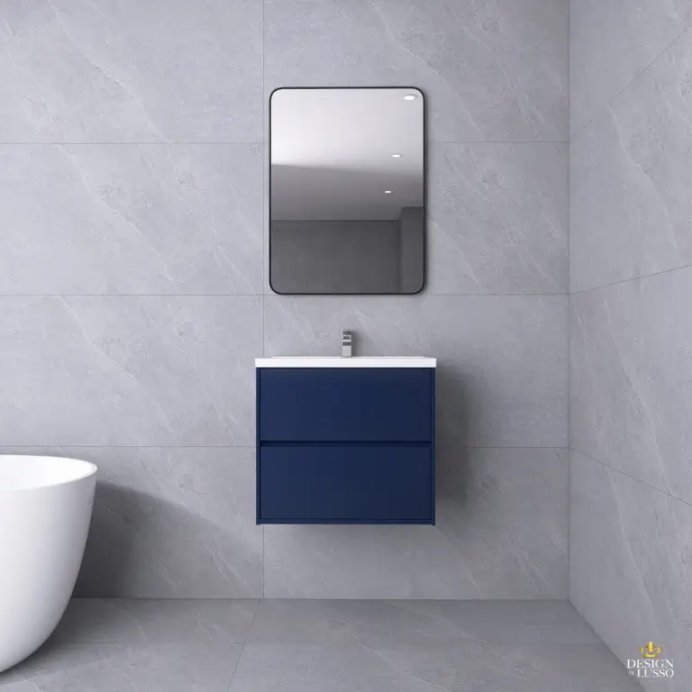 Haven Wall Hung Vanity Unit 600mm 2 Drawer Midnight Blue DDL Tiles